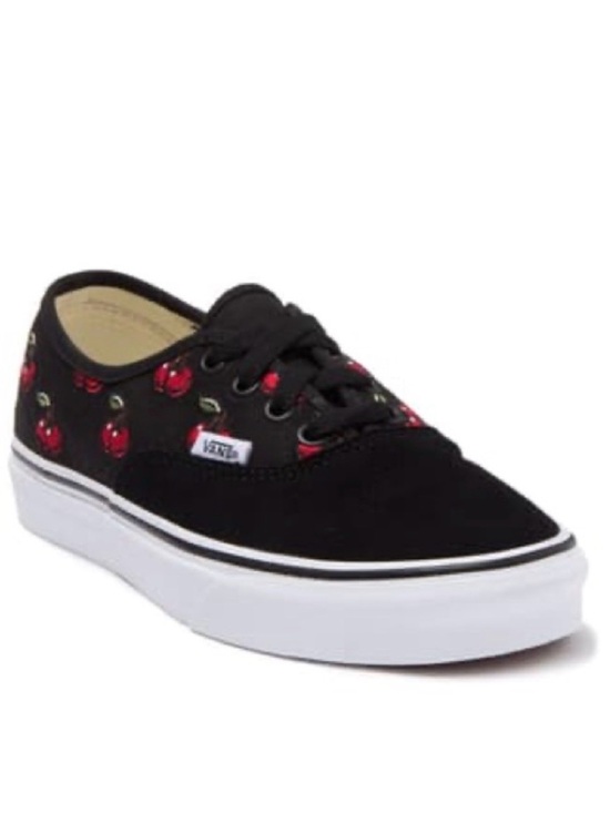 Vans Shoes - Vans Black Canvas Sneakers Embroidered Red Cherries Size Women 9.5 or Men’s 8
